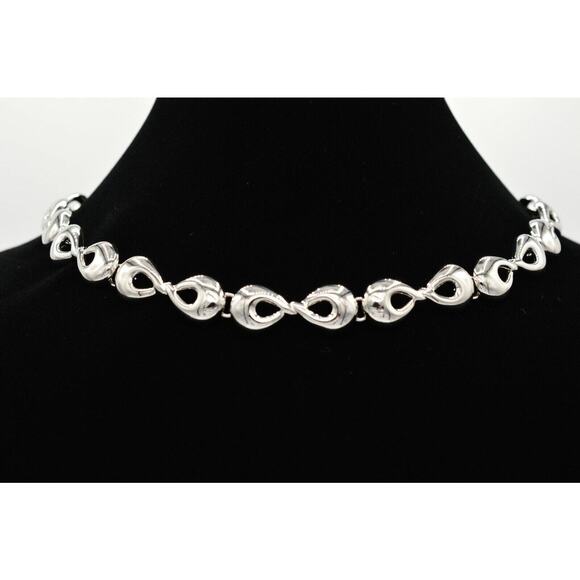 Givenchy Vintage Collar Necklace Silver Bow Linked Chain Signed NOS 1980s Bin1 - Picture 1 of 12